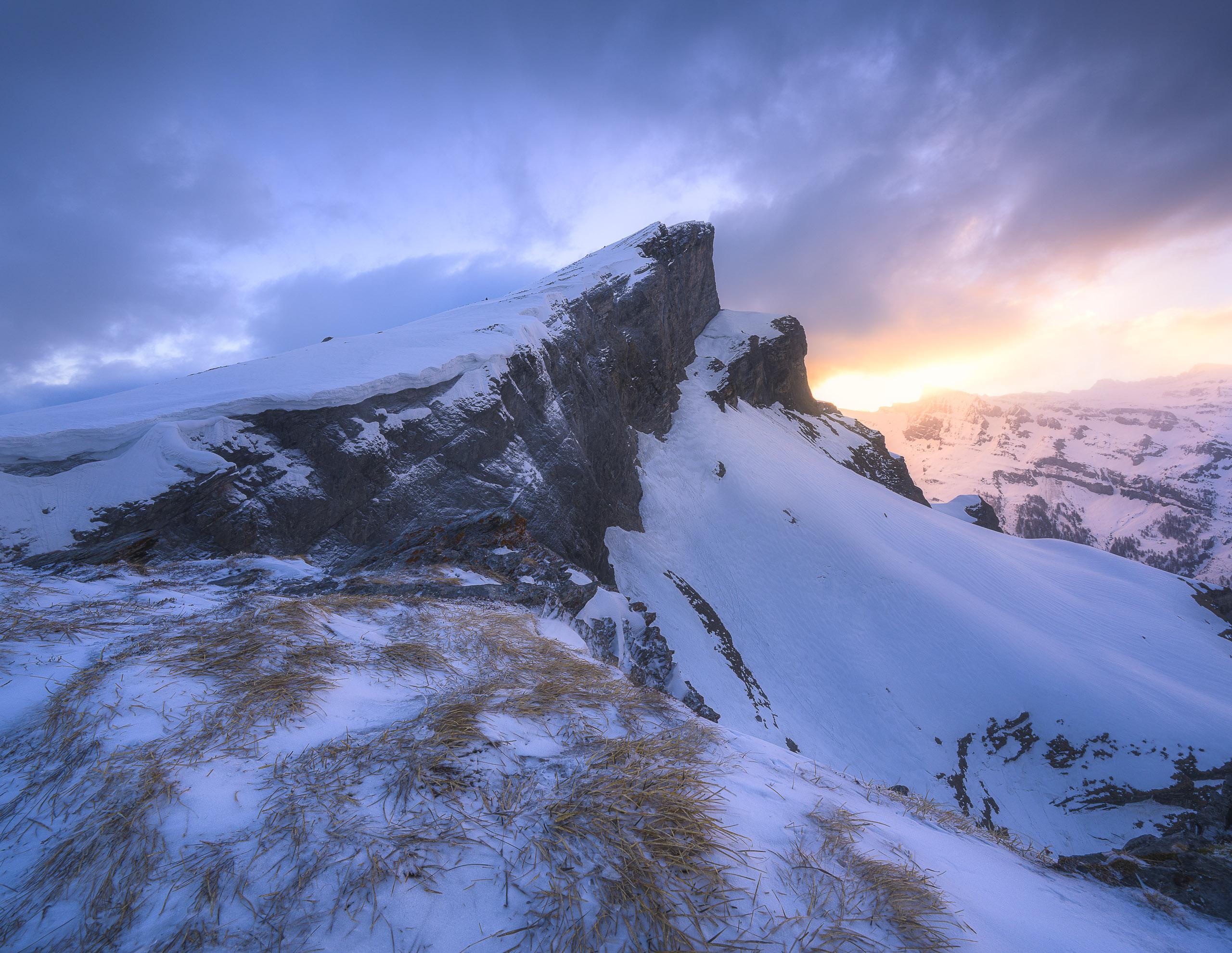 Sunrise over Gemmi peaks
